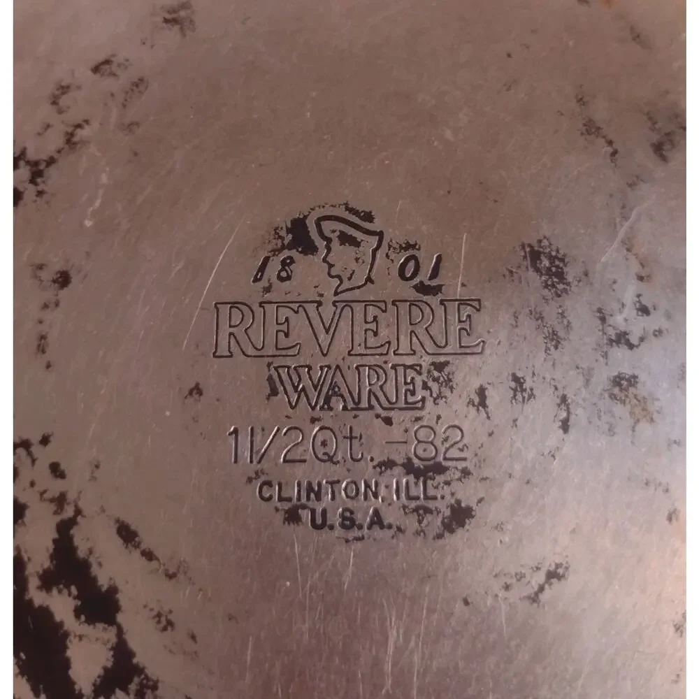 Vintage Revere Ware #82 1.5 Qt Sauce Pan Pot W/ Lid Copper Clad Clinton IL USA